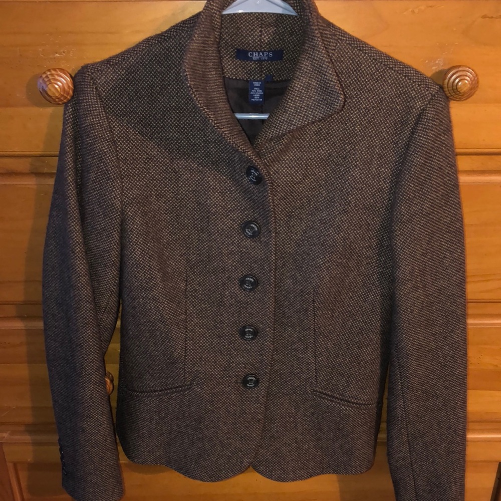 Chaps tweed blazer brown size 4